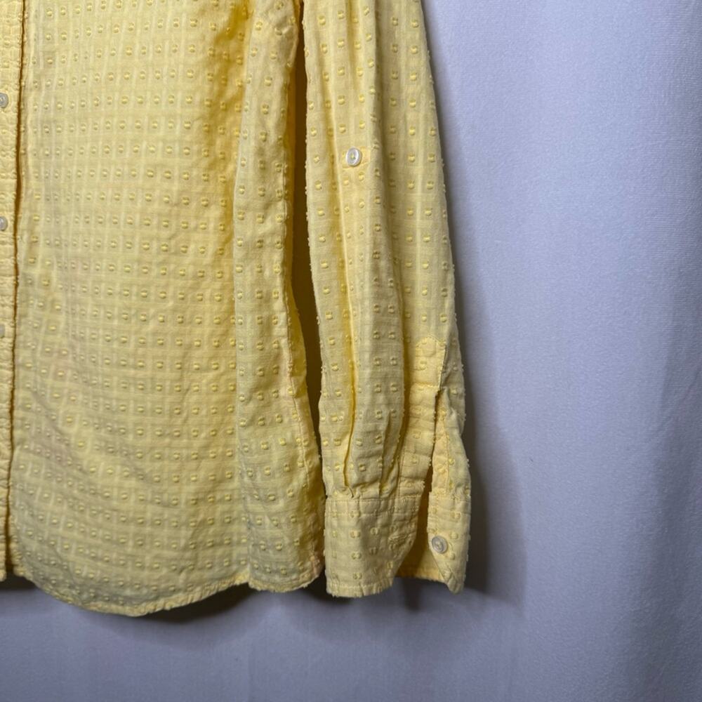CHARTER CLUB / pastel pale yellow swiss dot textured button down shirt / 18 - Picture 4 of 7